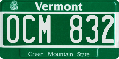 VT license plate OCM832