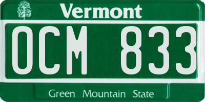 VT license plate OCM833