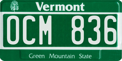 VT license plate OCM836