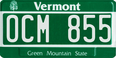 VT license plate OCM855
