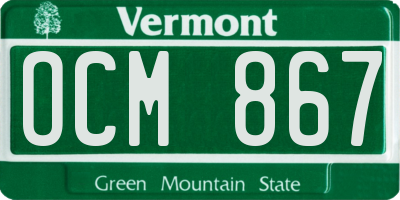 VT license plate OCM867
