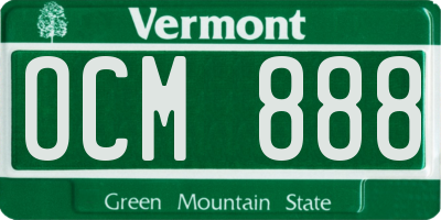 VT license plate OCM888