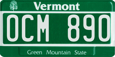 VT license plate OCM890
