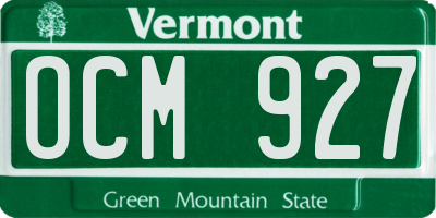 VT license plate OCM927