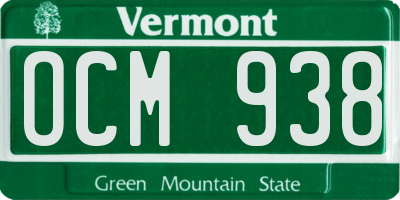 VT license plate OCM938