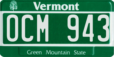 VT license plate OCM943