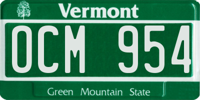 VT license plate OCM954