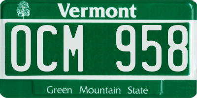 VT license plate OCM958