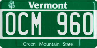 VT license plate OCM960