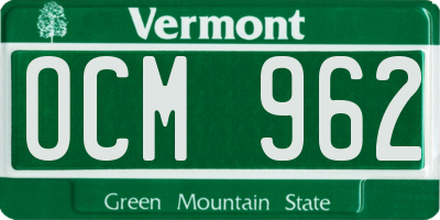 VT license plate OCM962