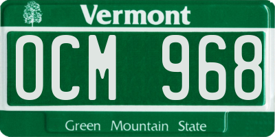VT license plate OCM968