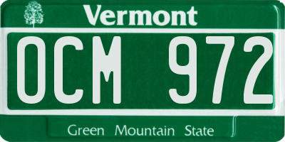 VT license plate OCM972