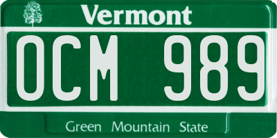 VT license plate OCM989