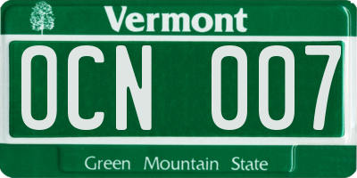 VT license plate OCN007