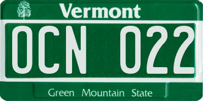 VT license plate OCN022
