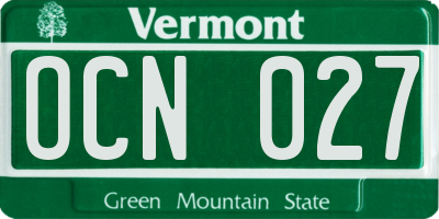 VT license plate OCN027