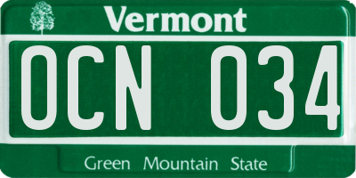 VT license plate OCN034