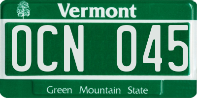 VT license plate OCN045