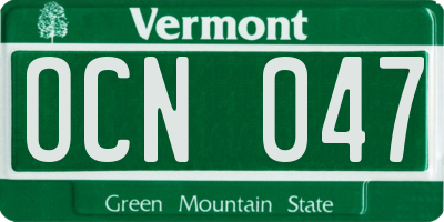 VT license plate OCN047