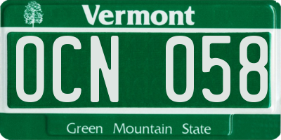 VT license plate OCN058