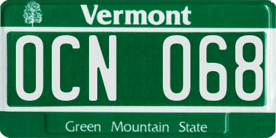 VT license plate OCN068