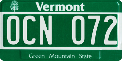 VT license plate OCN072
