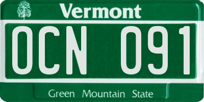 VT license plate OCN091