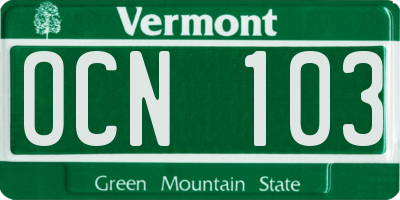 VT license plate OCN103