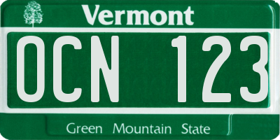 VT license plate OCN123