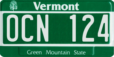 VT license plate OCN124