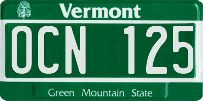 VT license plate OCN125