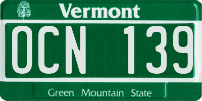 VT license plate OCN139