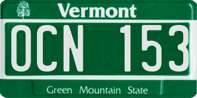 VT license plate OCN153