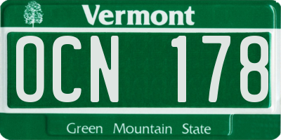 VT license plate OCN178