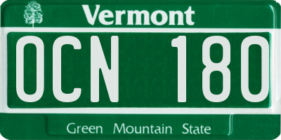 VT license plate OCN180