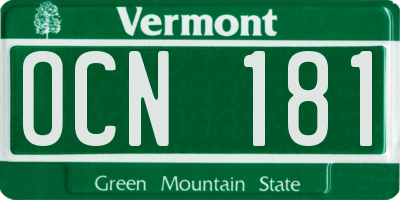 VT license plate OCN181