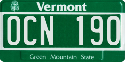 VT license plate OCN190