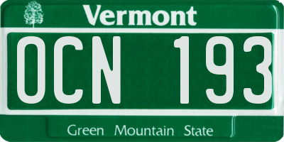 VT license plate OCN193