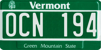 VT license plate OCN194