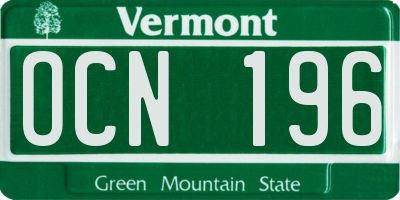 VT license plate OCN196