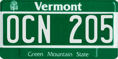 VT license plate OCN205
