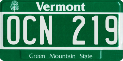 VT license plate OCN219