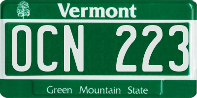 VT license plate OCN223