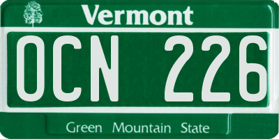VT license plate OCN226