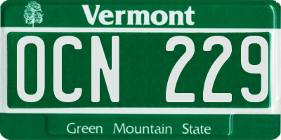 VT license plate OCN229