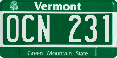 VT license plate OCN231