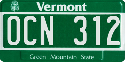 VT license plate OCN312