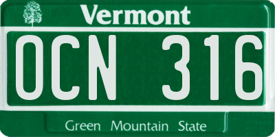 VT license plate OCN316