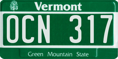 VT license plate OCN317