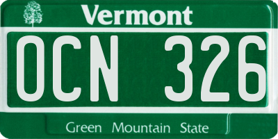 VT license plate OCN326